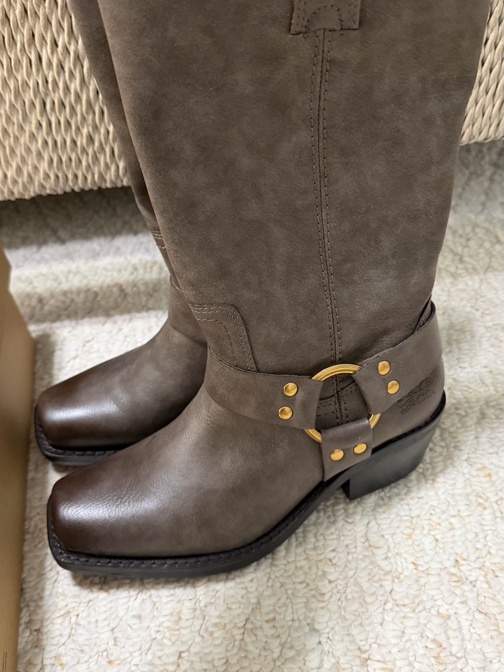 FRYE AND CO. Women’s Smoke Lorrie Harness Mid-Calf Leather Boots - Picture 5 of 11